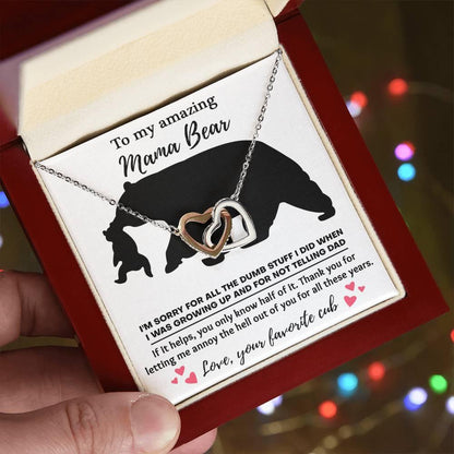 Dear Mom Thanks for Not Telling Dad Interlocking Hearts Necklace - Mallard Moon Gift Shop