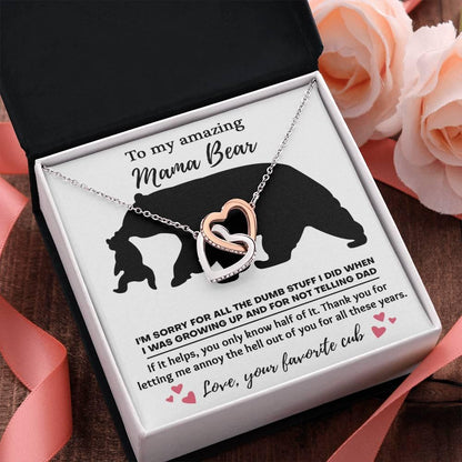 Dear Mom Thanks for Not Telling Dad Interlocking Hearts Necklace - Mallard Moon Gift Shop
