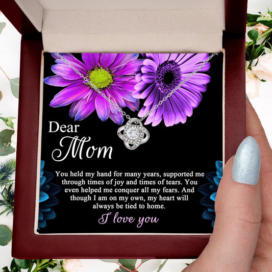 Dear Mom You Held My Hand Through the Years Love Knot Necklace - Mallard Moon Gift Shop
