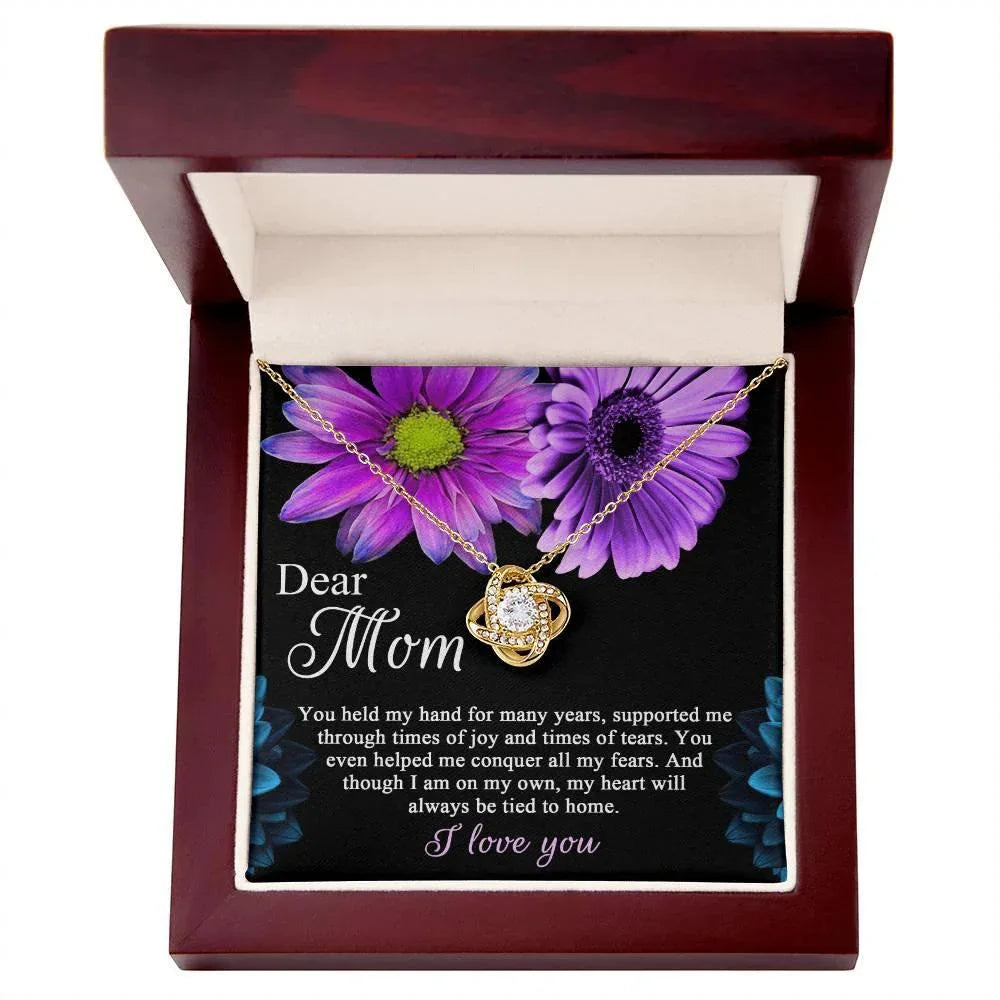 Dear Mom You Held My Hand Through the Years Love Knot Necklace