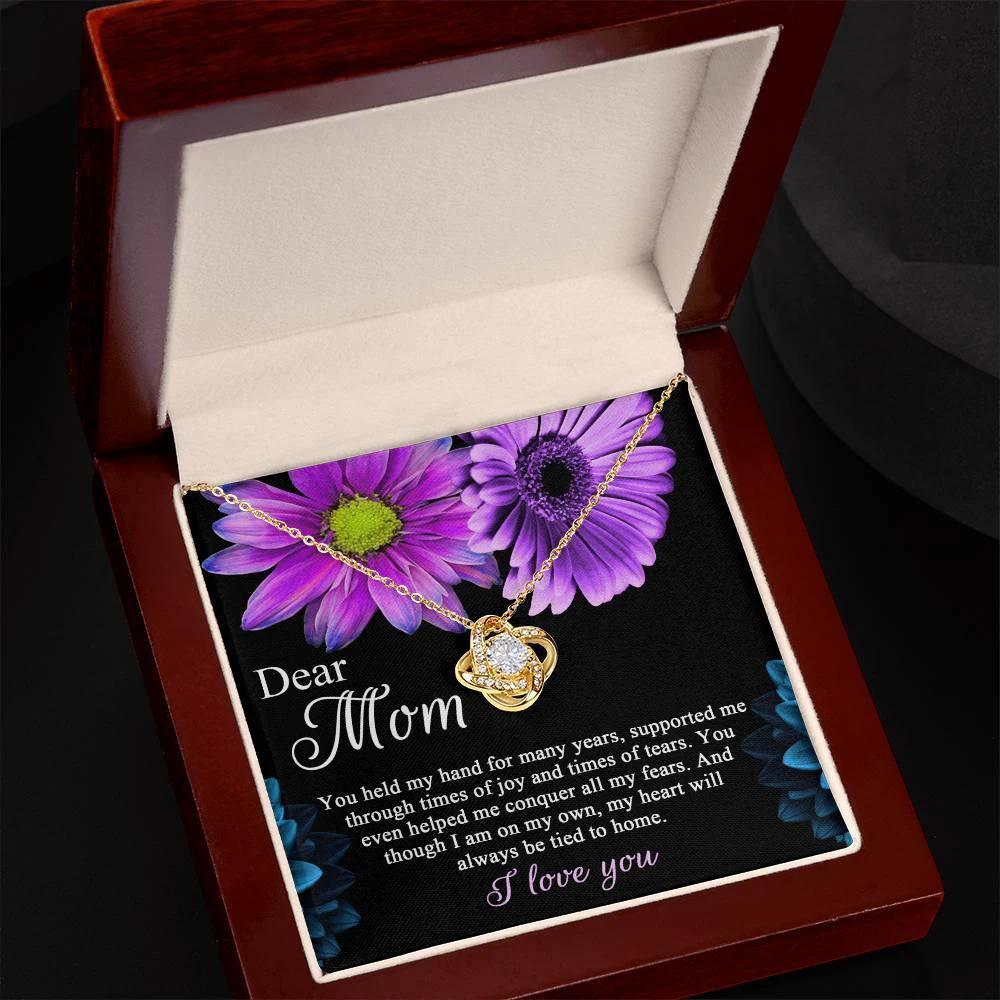 Dear Mom You Held My Hand Through the Years Love Knot Necklace