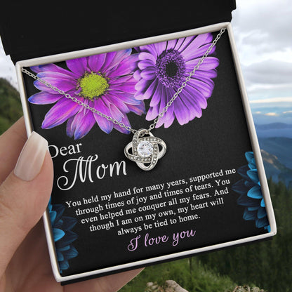 Dear Mom You Held My Hand Through the Years Love Knot Necklace - Mallard Moon Gift Shop
