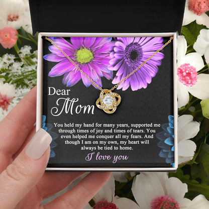 Dear Mom You Held My Hand Through the Years Love Knot Necklace - Mallard Moon Gift Shop