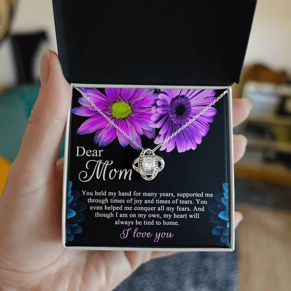 Dear Mom You Held My Hand Through the Years Love Knot Necklace - Mallard Moon Gift Shop