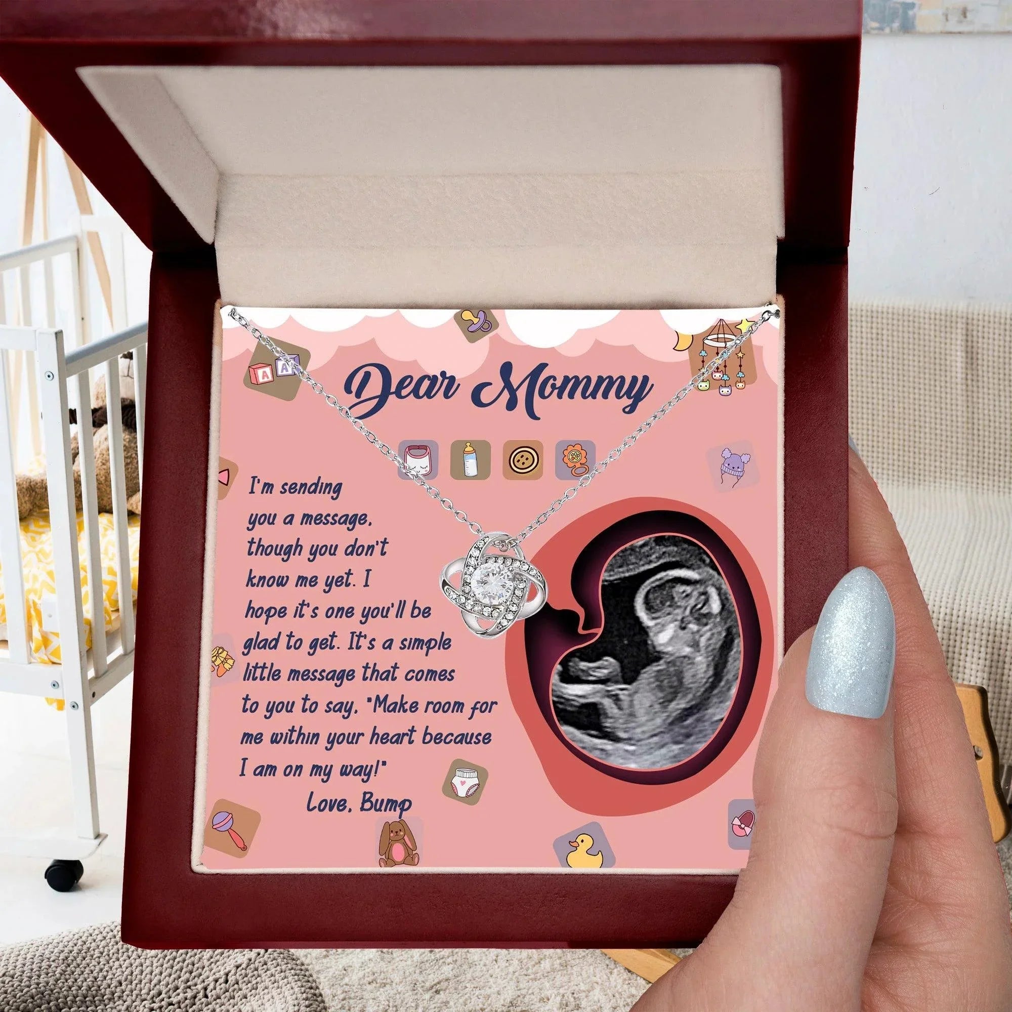 Dear Mommy To Be I Am On My Way - Love Knot Necklace