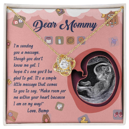 Dear Mommy To Be I Am On My Way - Love Knot Necklace - Mallard Moon Gift Shop