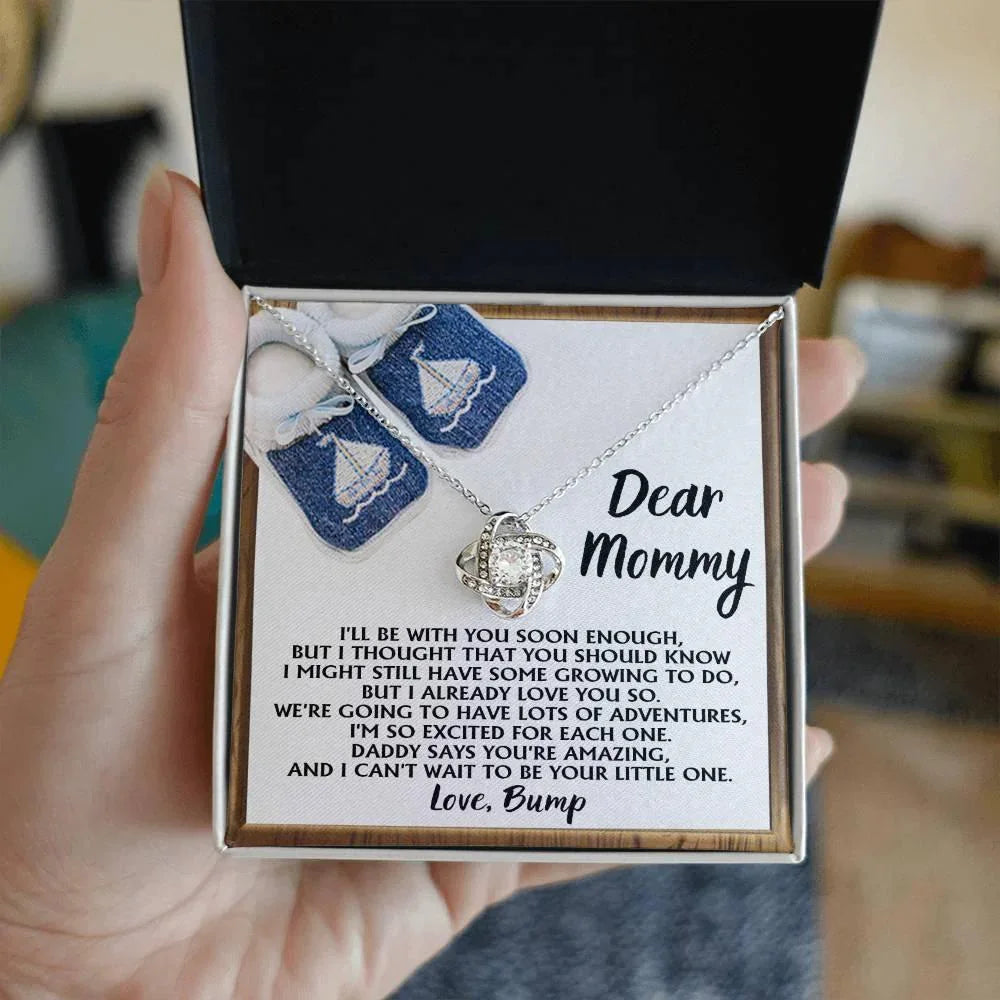 Dear Mommy-To-Be You're Amazing and I Can't Wait - Love Knot Necklace
