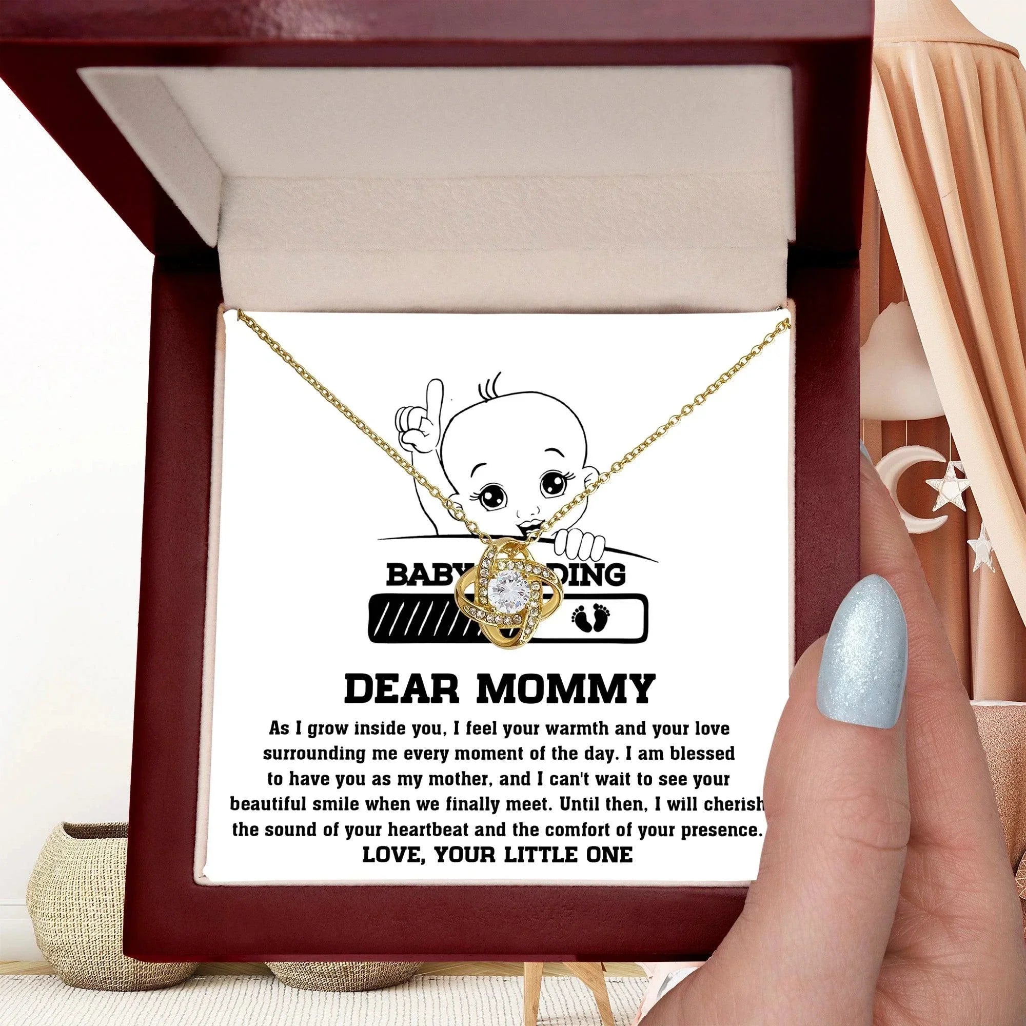 Dear Mommy Your Little One Can't Wait to See your Smile - Love Knot Necklace