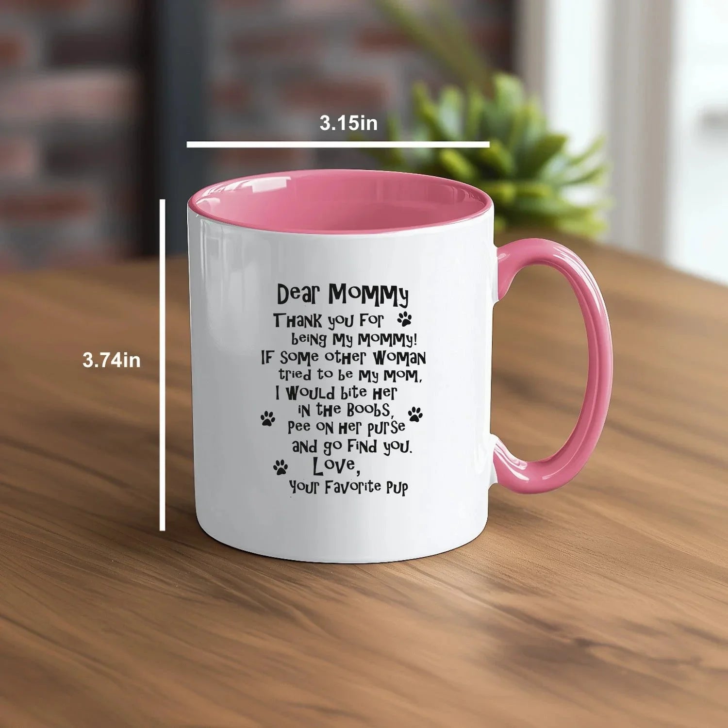 Funny Dog Mommy Mug - Coffee Mug, White with Colored Inside and Handle