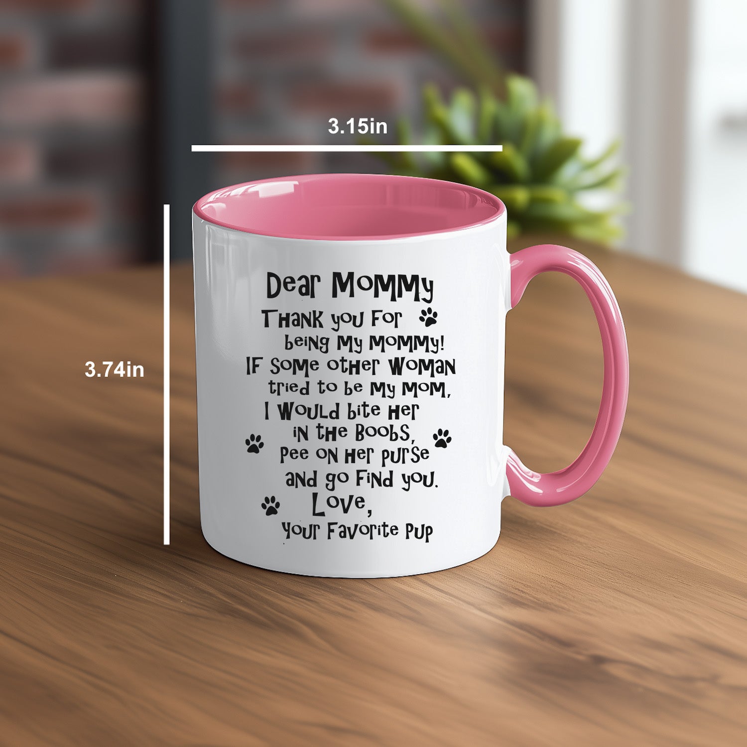 Funny Dog Mommy Mug - Coffee Mug, White with Colored Inside and Handle - Mallard Moon Gift Shop