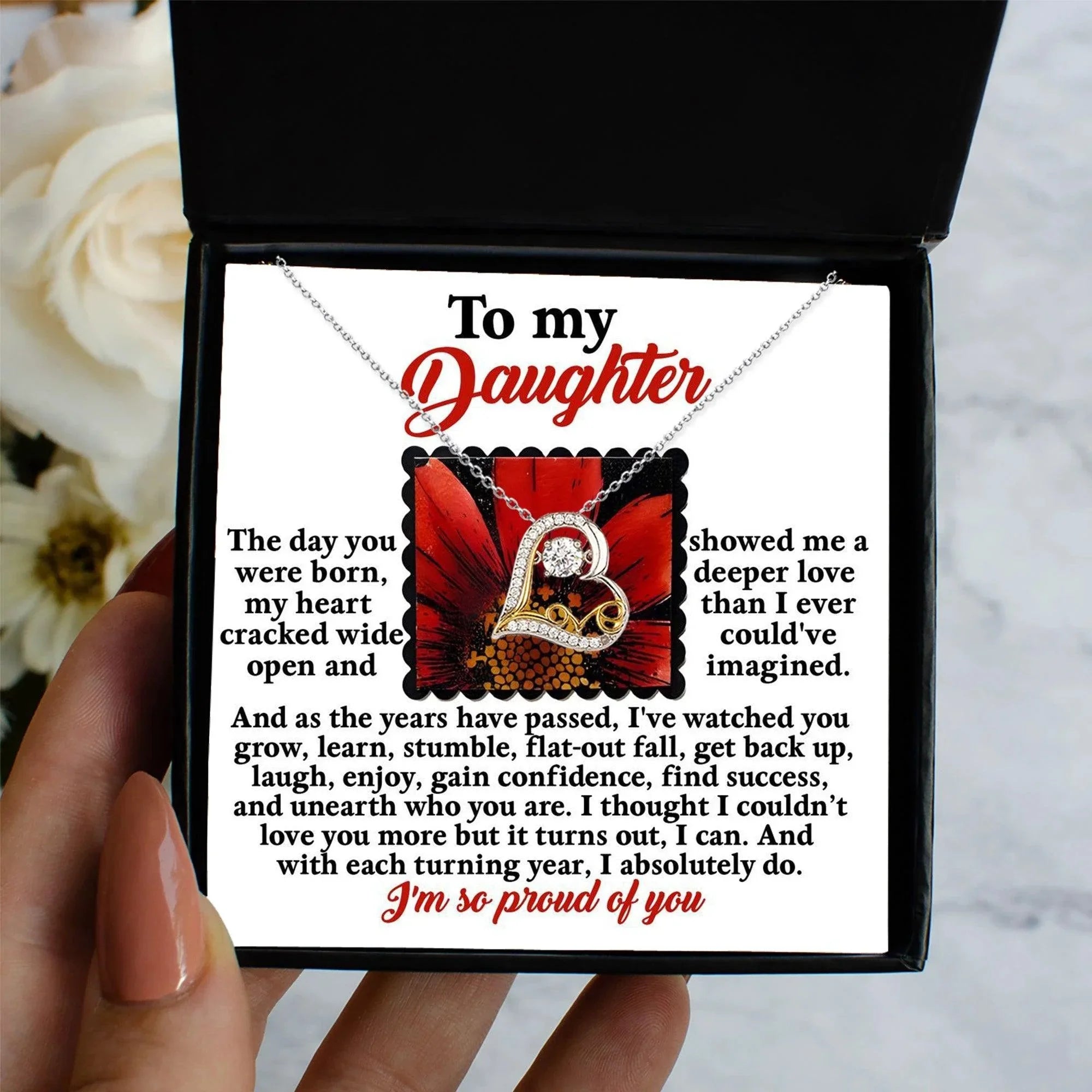 Daughter Birthday, Graduation, Christmas Inspirational Gift - A Deeper Love - Love Dancing Heart Pendant Necklace