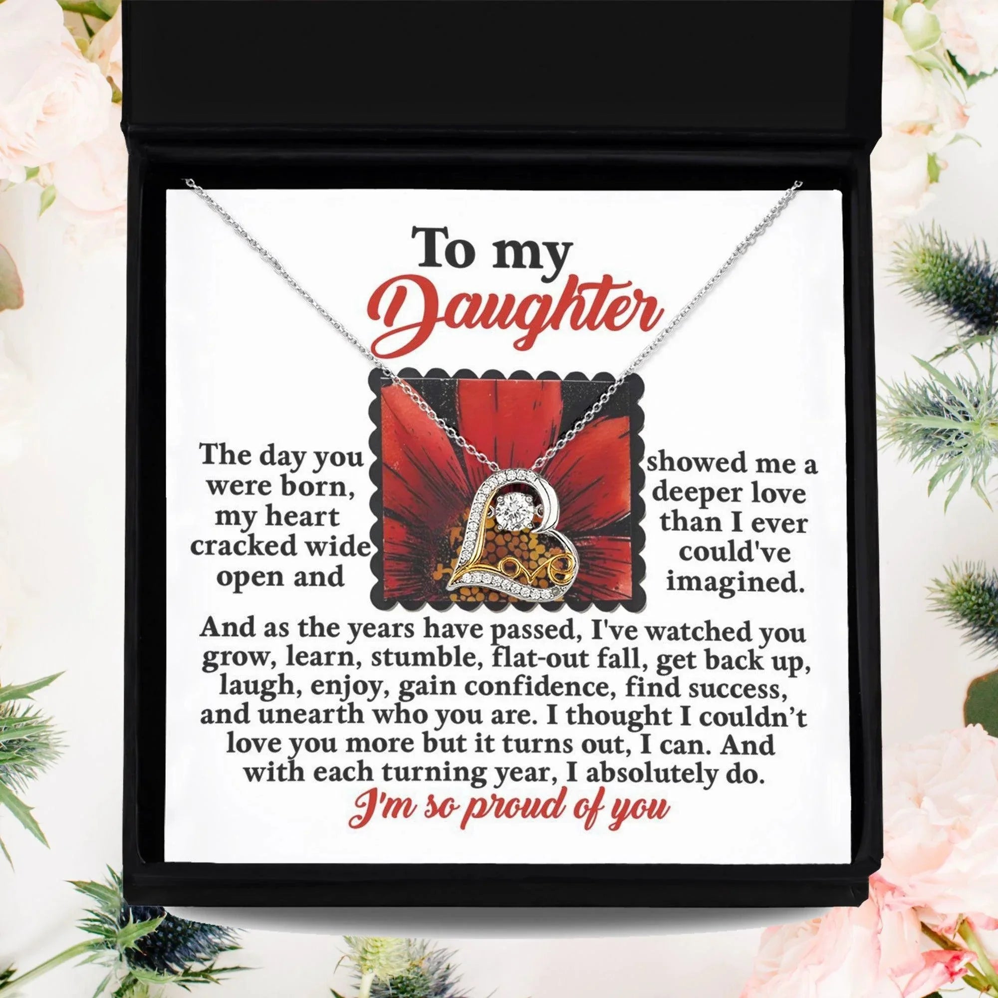 Daughter Birthday, Graduation, Christmas Inspirational Gift - A Deeper Love - Love Dancing Heart Pendant Necklace