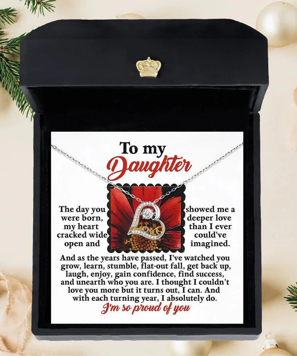 Daughter Birthday, Graduation, Christmas Inspirational Gift - A Deeper Love - Love Dancing Heart Pendant Necklace