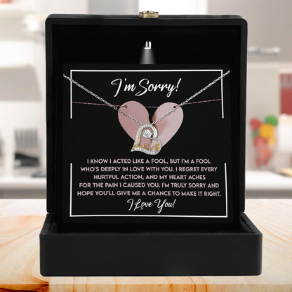 Apology Gift for Girlfriend, Wife, Soulmate - Sorry, Deeply In Love - Love Dancing Heart Pendant Necklace - Mallard Moon Gift Shop