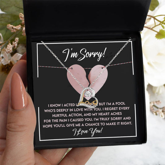 Apology Gift for Girlfriend, Wife, Soulmate - Sorry, Deeply In Love - Love Dancing Heart Pendant Necklace - Mallard Moon Gift Shop