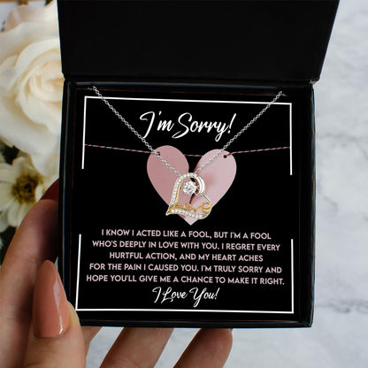 Apology Gift for Girlfriend, Wife, Soulmate - Sorry, Deeply In Love - Love Dancing Heart Pendant Necklace - Mallard Moon Gift Shop