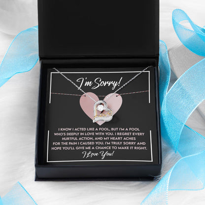 Apology Gift for Girlfriend, Wife, Soulmate - Sorry, Deeply In Love - Love Dancing Heart Pendant Necklace - Mallard Moon Gift Shop