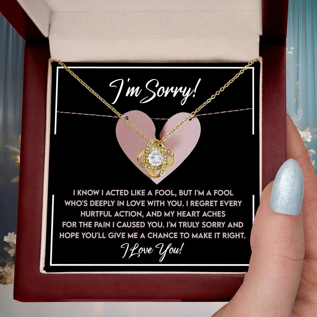 Apology Gift for Girlfriend, Wife, Soulmate - Sorry, Deeply In Love - Love Knot Pendant Necklace