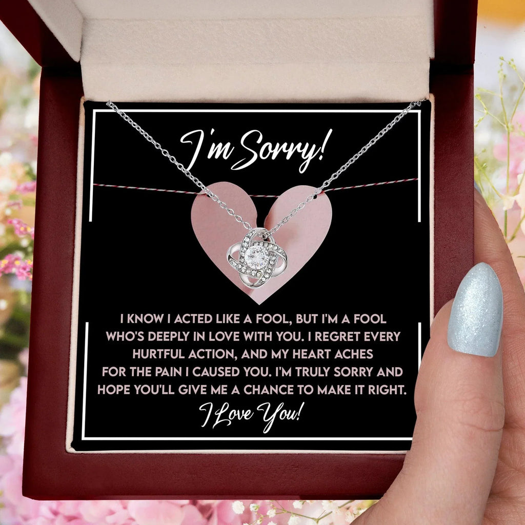 Apology Gift for Girlfriend, Wife, Soulmate - Sorry, Deeply In Love - Love Knot Pendant Necklace