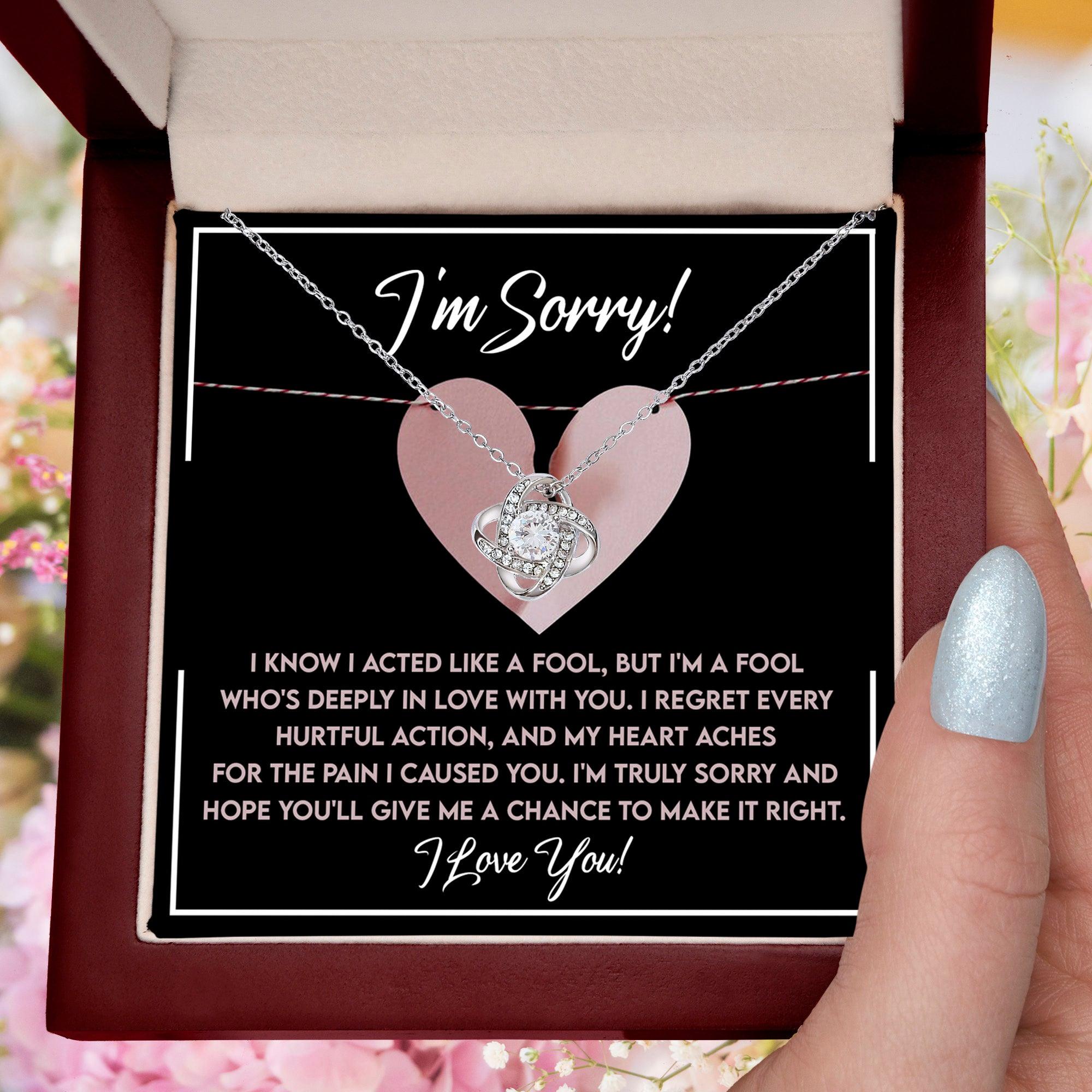 Apology Gift for Girlfriend, Wife, Soulmate - Sorry, Deeply In Love - Love Knot Pendant Necklace - Mallard Moon Gift Shop