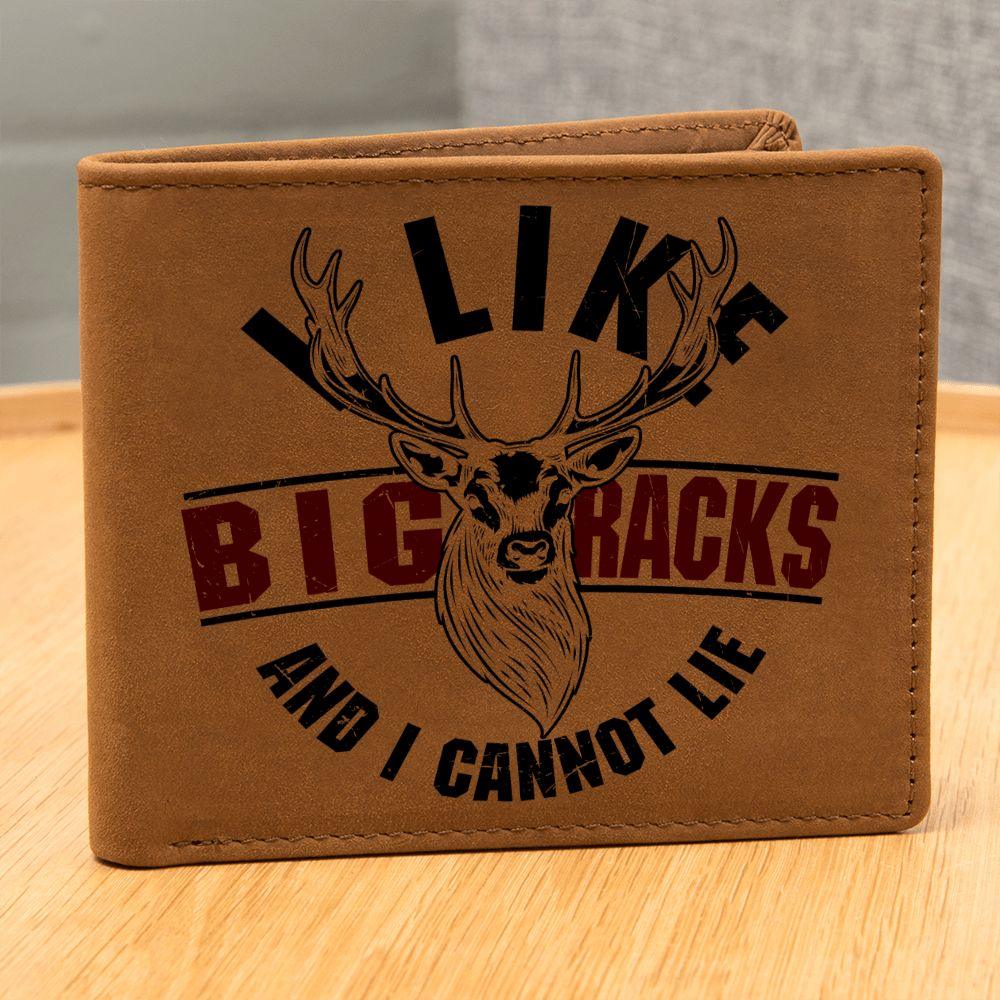Deer Hunter Gift I Like Big Racks Leather Wallet - Mallard Moon Gift Shop