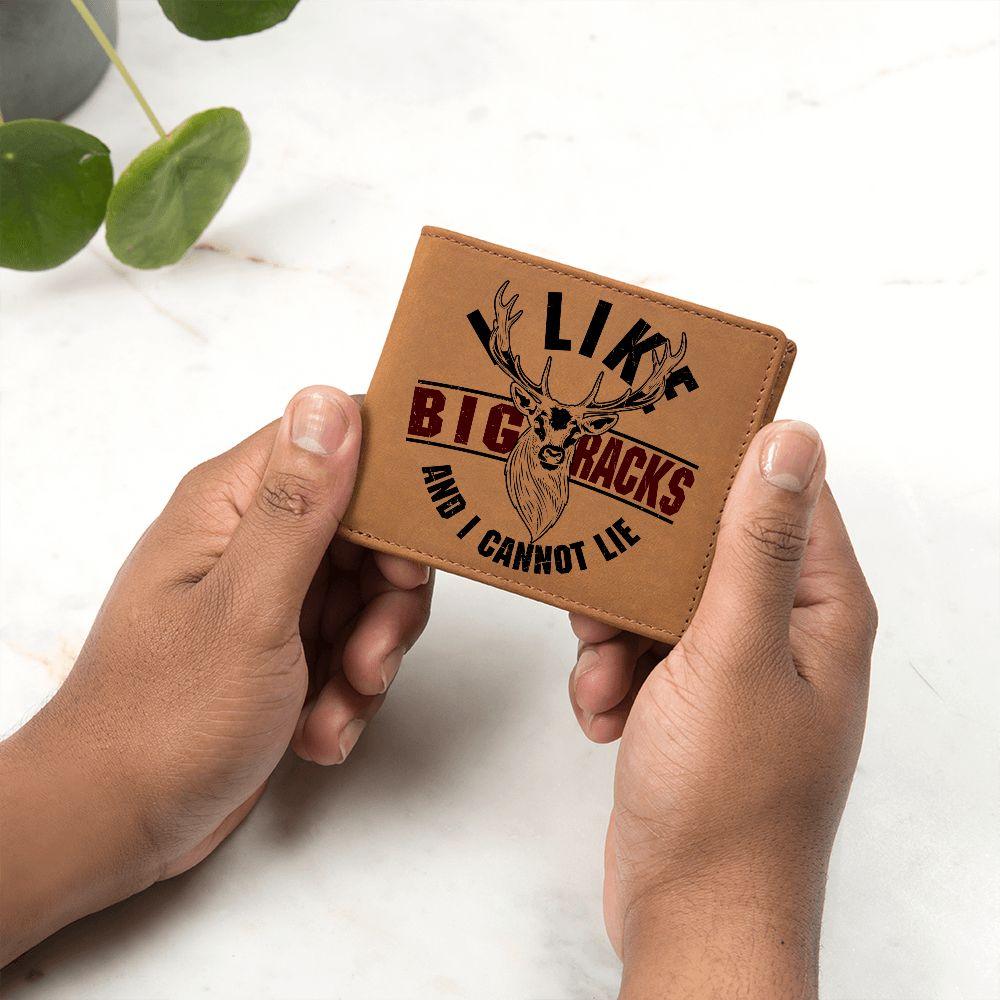 Deer Hunter Gift I Like Big Racks Leather Wallet - Mallard Moon Gift Shop