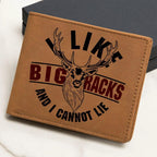 Deer Hunter Gift I Like Big Racks Leather Wallet