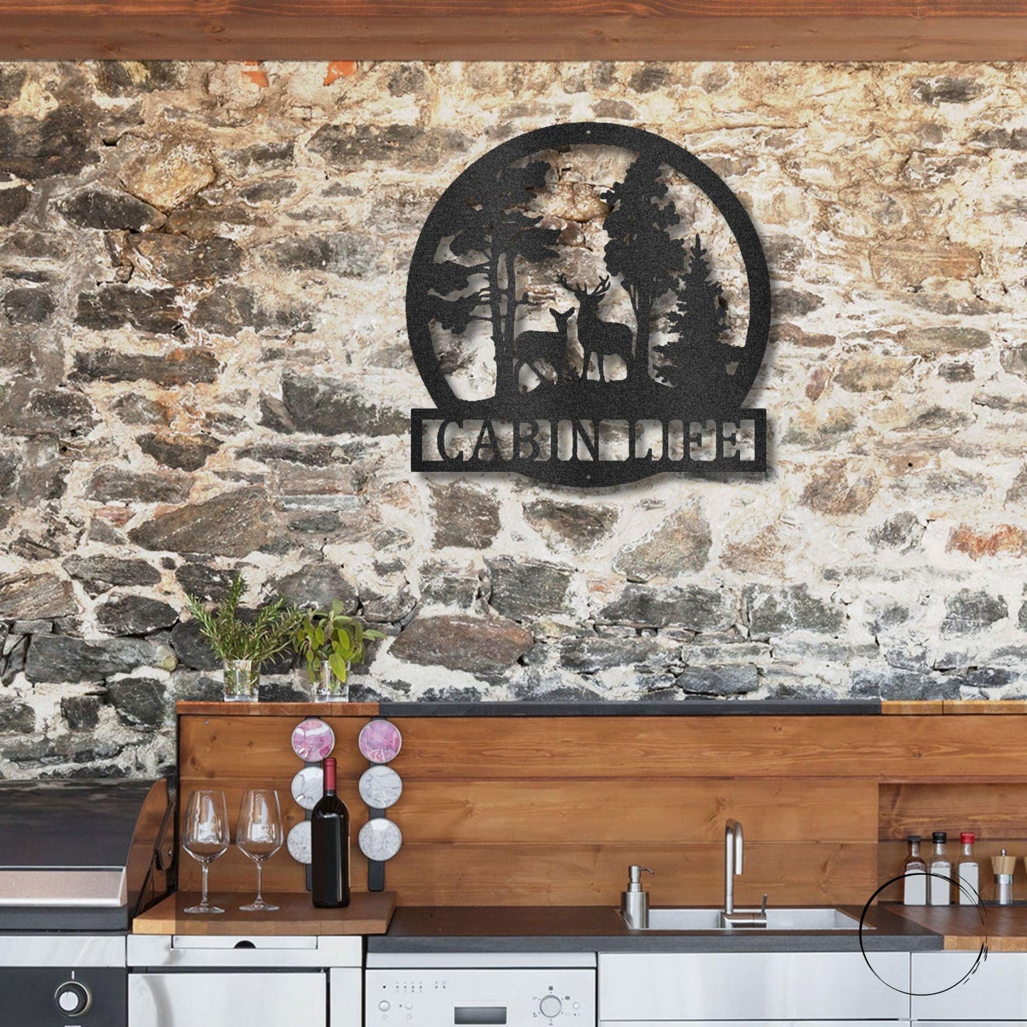 Deer in the Woods Custom Name Metal Art Wall Sign - Mallard Moon Gift Shop