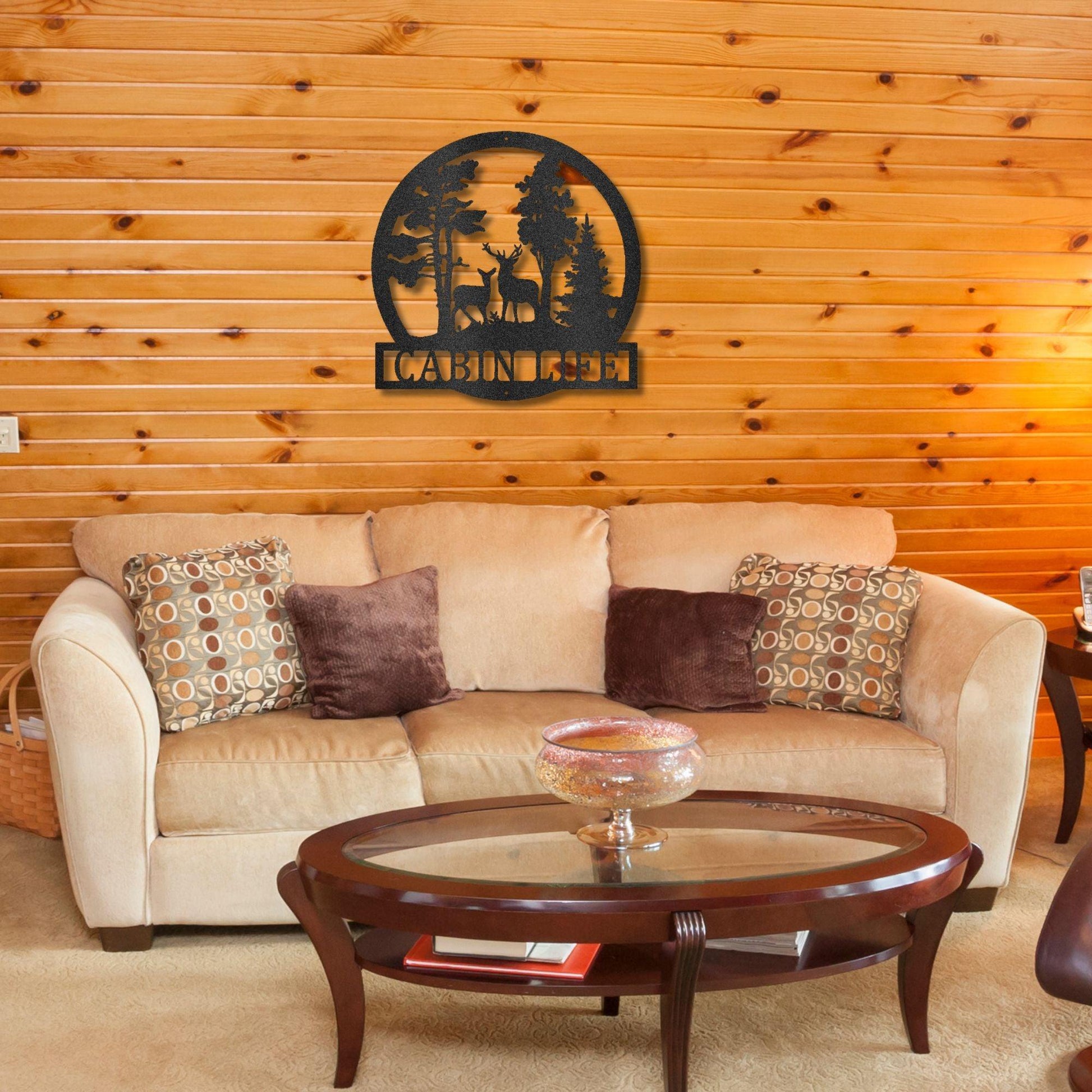 Deer in the Woods Custom Name Metal Art Wall Sign - Mallard Moon Gift Shop