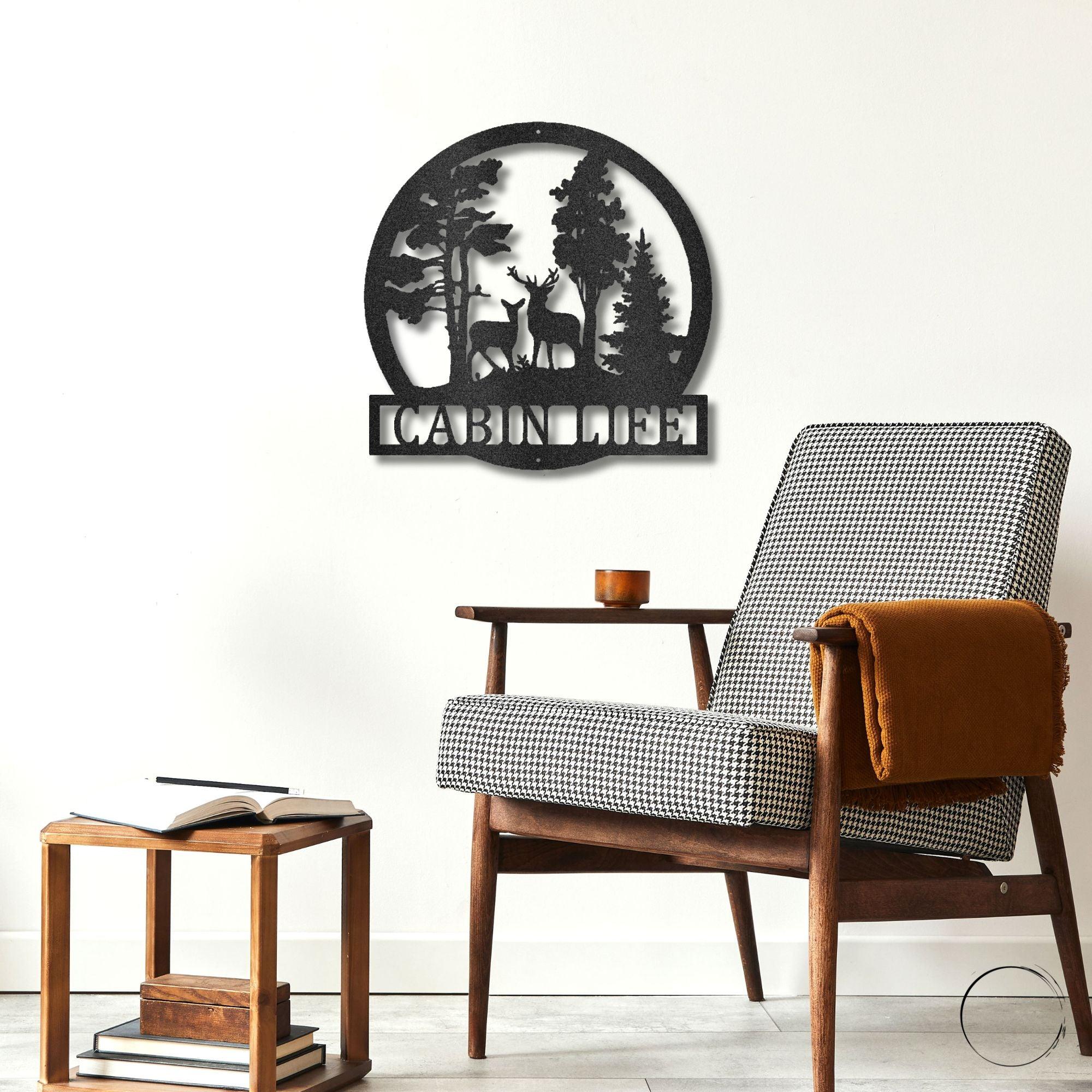 Deer in the Woods Custom Name Metal Art Wall Sign - Mallard Moon Gift Shop