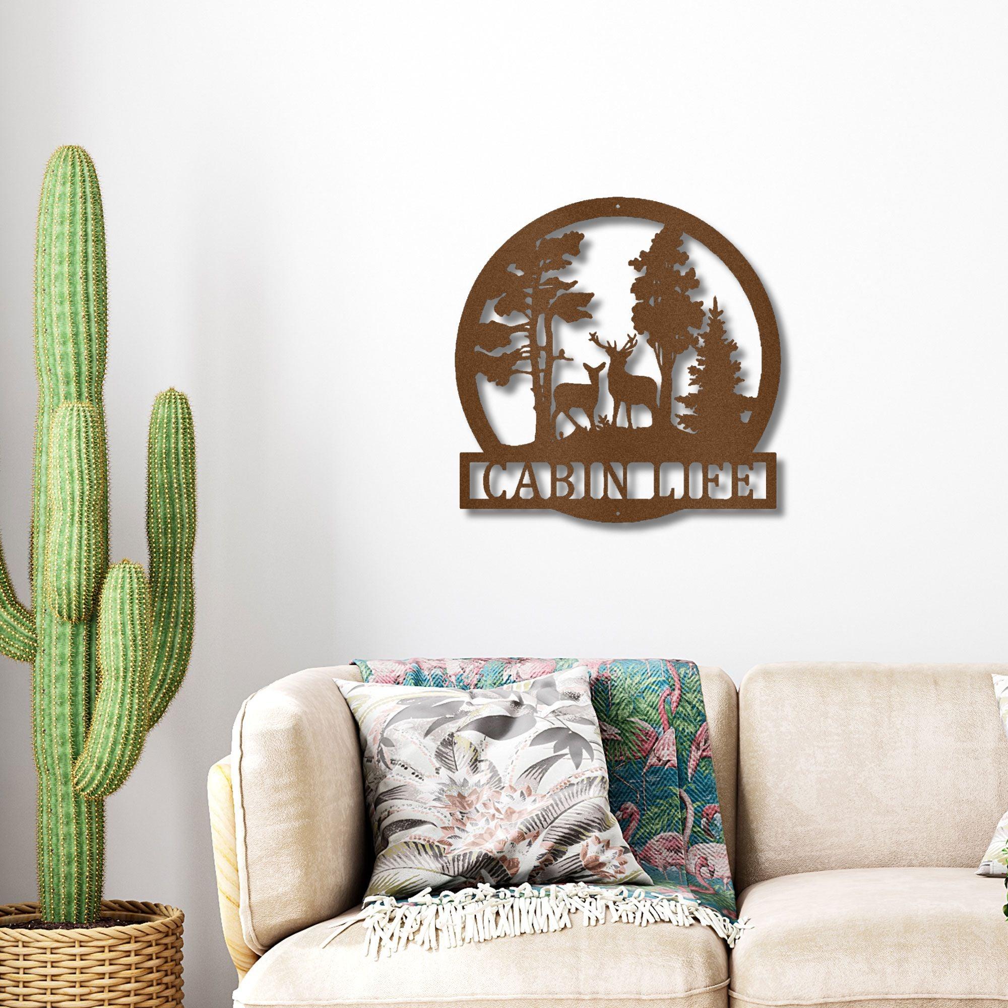 Deer in the Woods Custom Name Metal Art Wall Sign - Mallard Moon Gift Shop