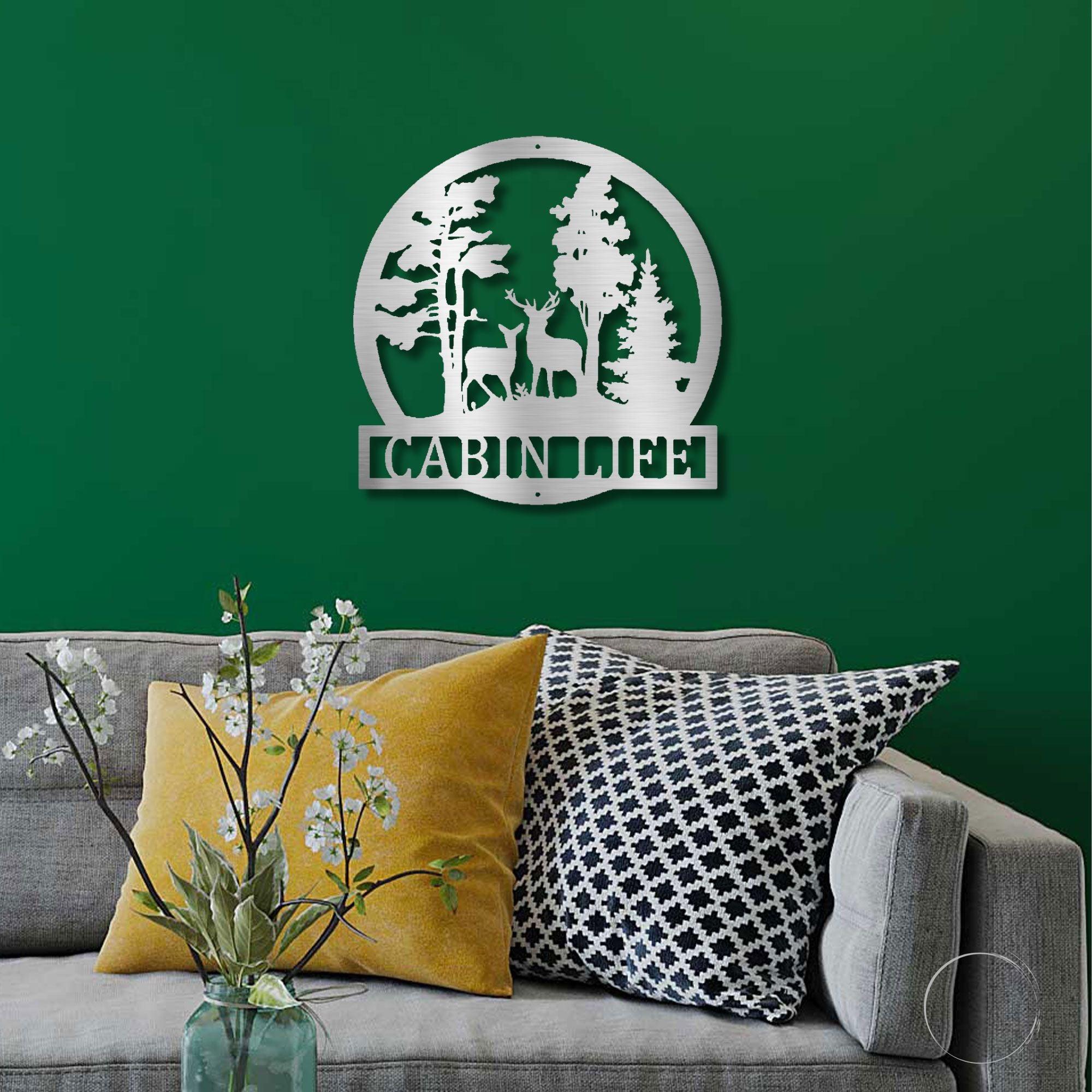 Deer in the Woods Custom Name Metal Art Wall Sign - Mallard Moon Gift Shop