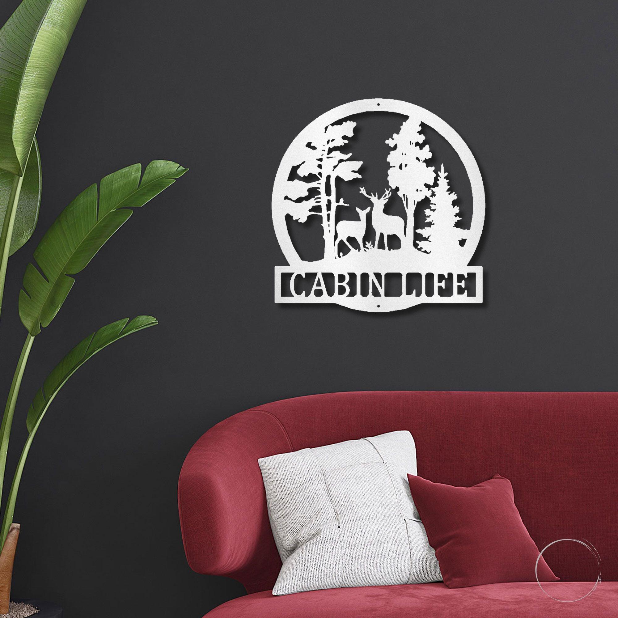 Deer in the Woods Custom Name Metal Art Wall Sign - Mallard Moon Gift Shop