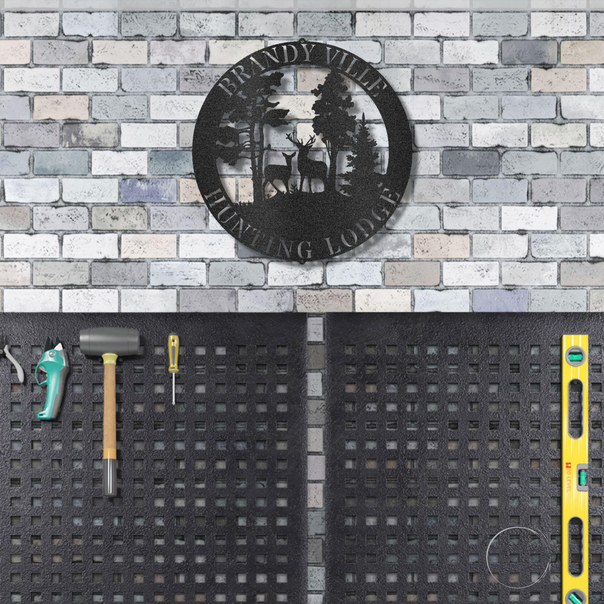 Deer Scene Personalized Name Indoor Outdoor Steel Wall Sign Metal Art - Mallard Moon Gift Shop