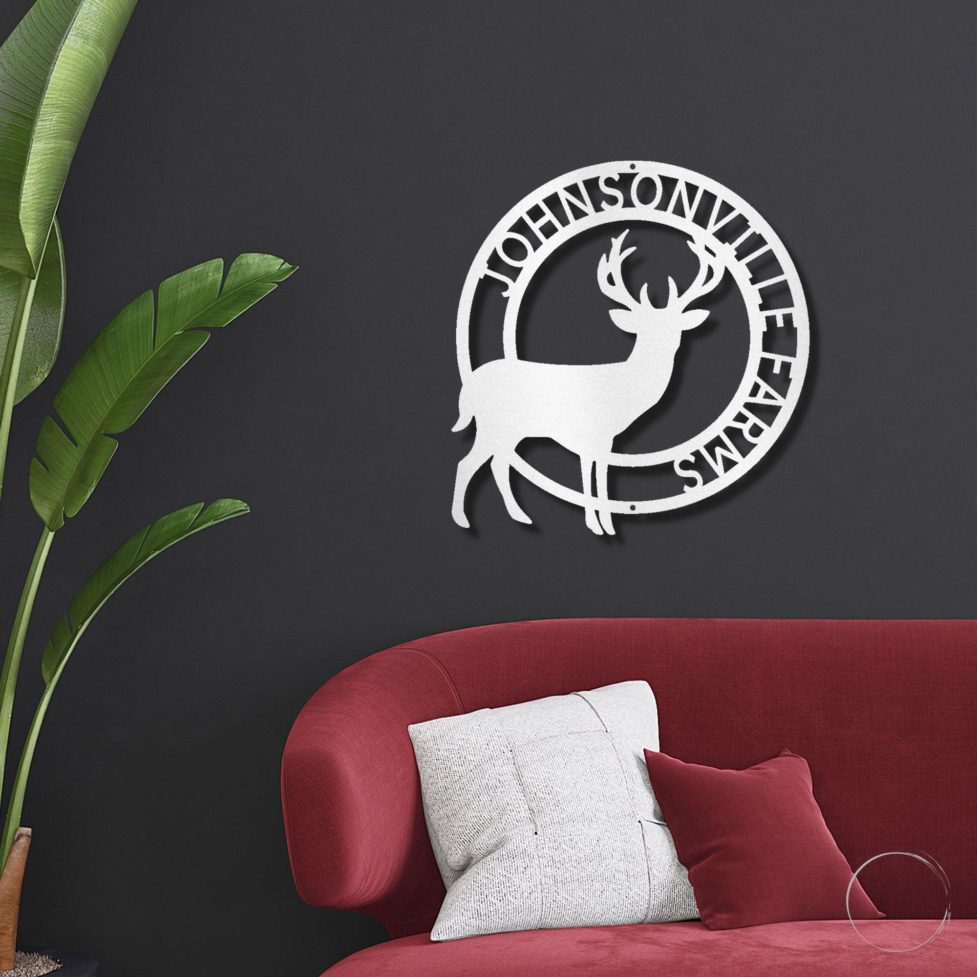 Deer Stag Personalized Name Metal Art Wall Sign - Mallard Moon Gift Shop