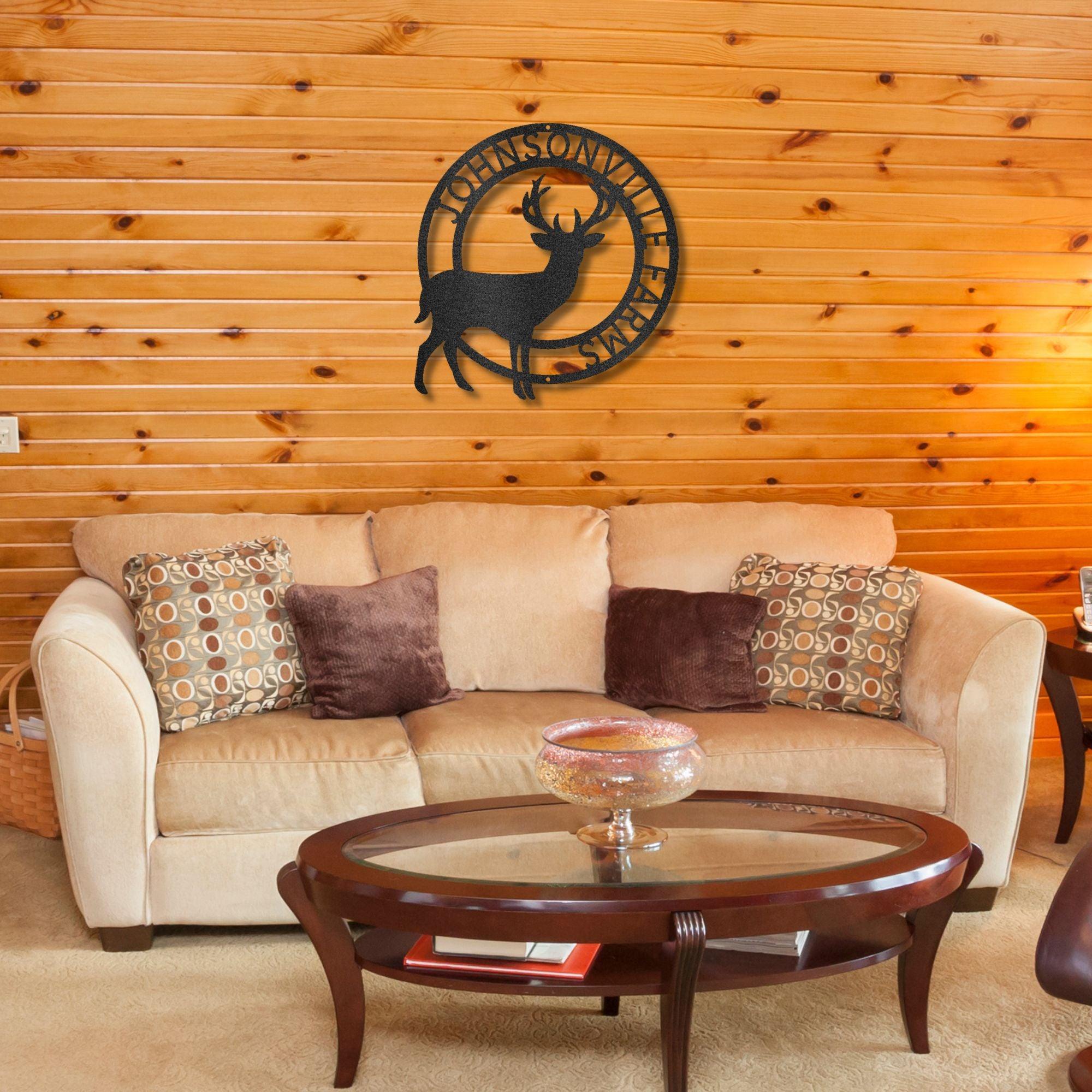 Deer Stag Personalized Name Metal Art Wall Sign - Mallard Moon Gift Shop