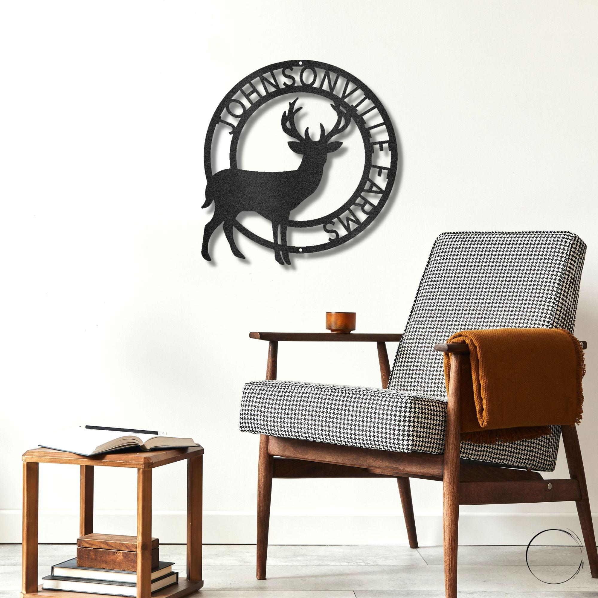 Deer Stag Personalized Name Metal Art Wall Sign - Mallard Moon Gift Shop