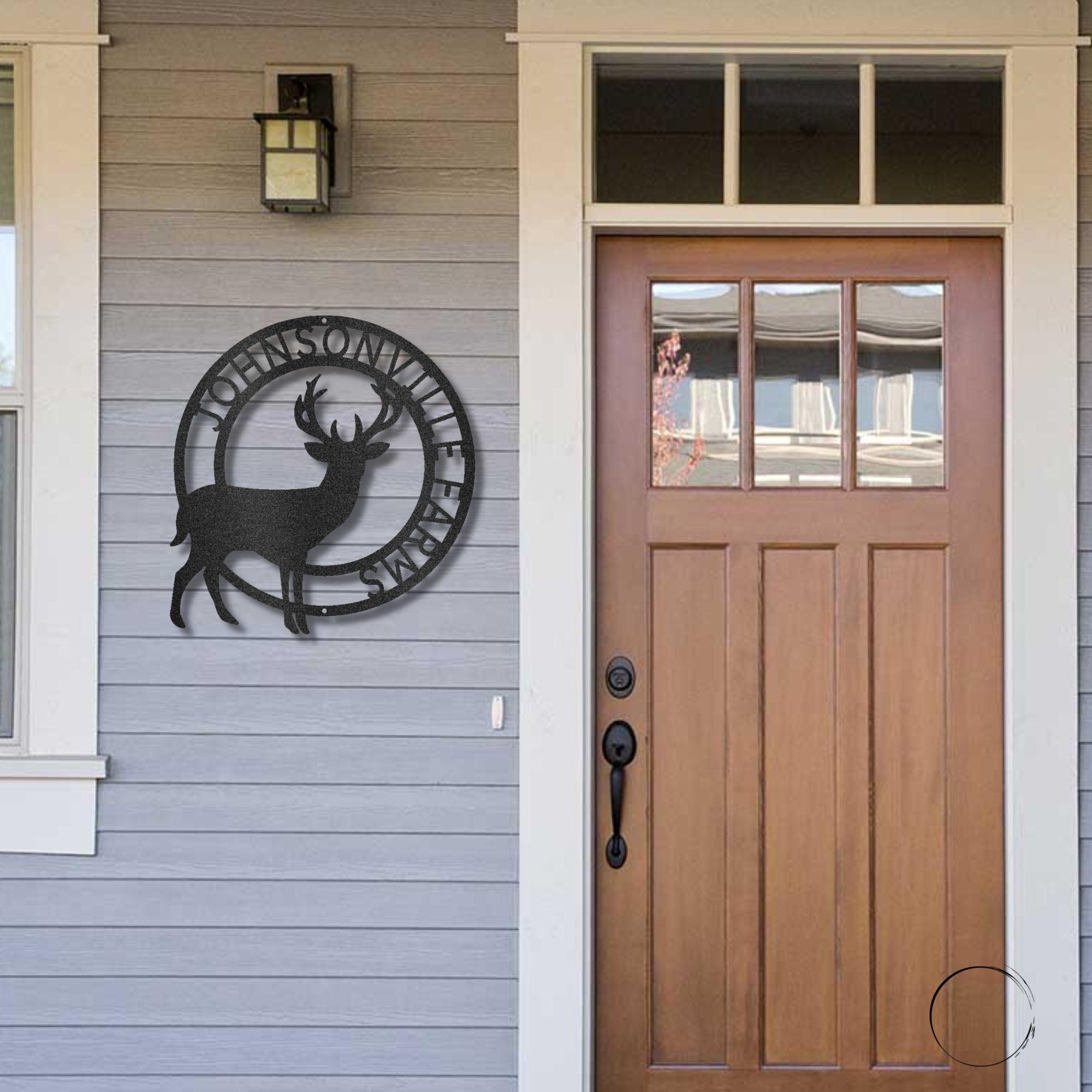 Deer Stag Personalized Name Metal Art Wall Sign - Mallard Moon Gift Shop