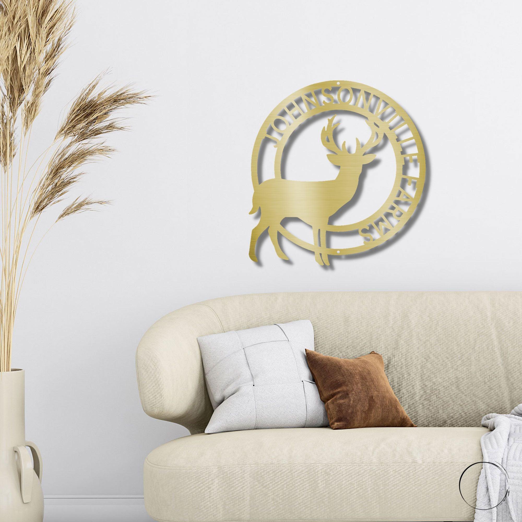 Deer Stag Personalized Name Metal Art Wall Sign - Mallard Moon Gift Shop