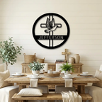 Personalized Cross & Dove Metal Wall Art – Custom Family Name Christian Steel Sign – Faith Based Farmhouse Wall Decor