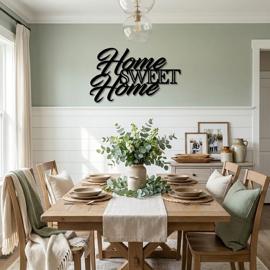 Home Sweet Home Metal Sign, Farmhouse Wall Decor, Script Wall Art, Rustic Home Decor, Housewarming Gift