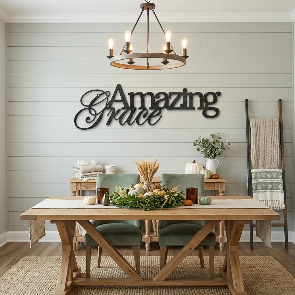 Amazing Grace Metal Wall Art Sign – Christian Steel Scripture Decor – Inspirational Faith Home Decor – Laser Cut Metal Sign