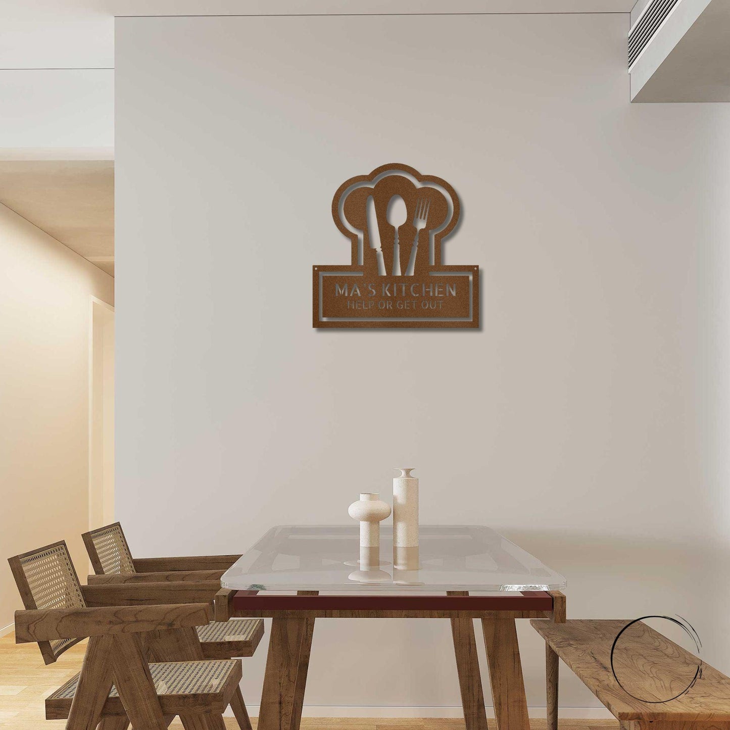 Personalized Kitchen Art - Laser-Cut Metal Wall Sign with Chef Hat Design - Mallard Moon Gift Shop
