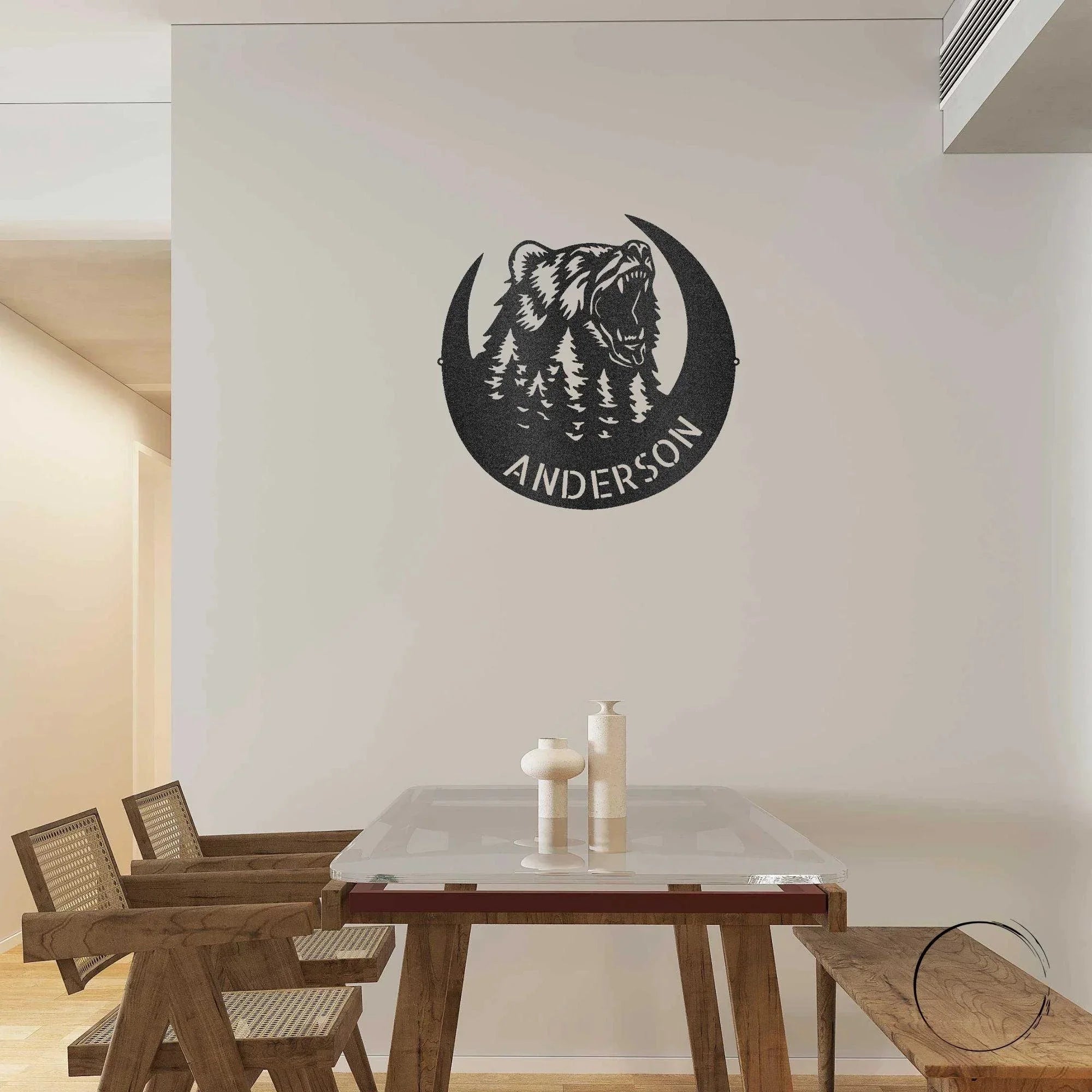 Roaring Bear Custom Name Indoor Outdoor Steel Wall Sign