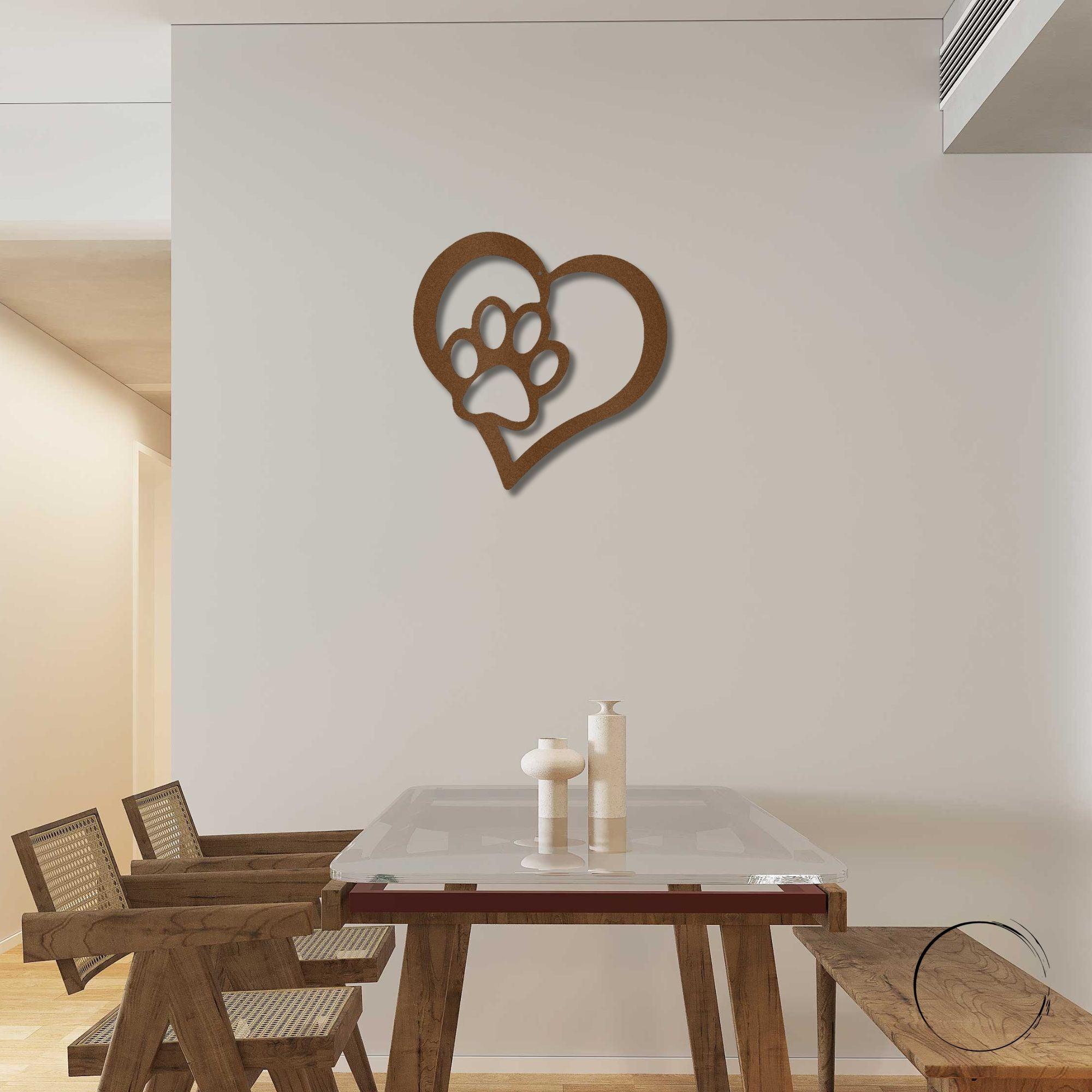 Puppy Love Paw Print Metal Art Wall Sign - Mallard Moon Gift Shop