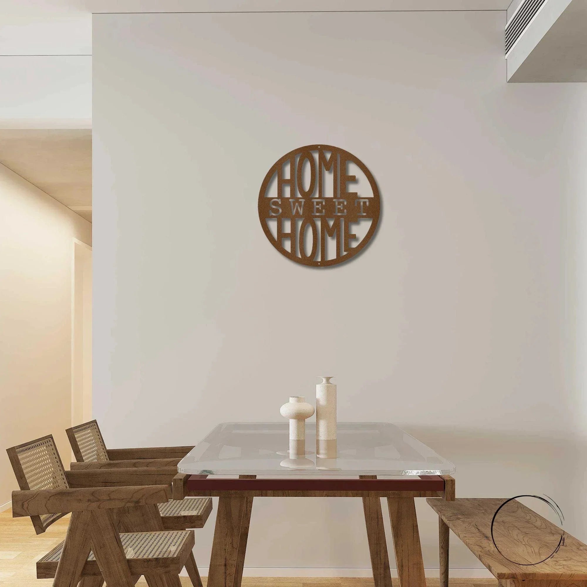 Home Sweet Home Circle Metal Art Wall Sign