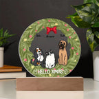 Dog and Cat Holiday Wreath Personalized Acrylic Plaque