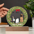 Dog and Cat Holiday Wreath Personalized Acrylic Plaque