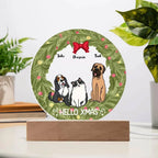 Dog and Cat Holiday Wreath Personalized Acrylic Plaque