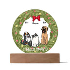Dog and Cat Holiday Wreath Personalized Acrylic Plaque